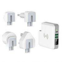 Зарядно / външна батерия 6700mAh със сменяеми щепсели (AU / UK / US / EU) и безжично зареждане