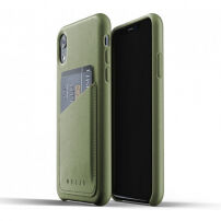 Mujjo Full Leather Wallet калъф за iPhone XR - olivová