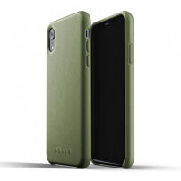 Mujjo Full Leather калъф за iPhone XR - olivová
