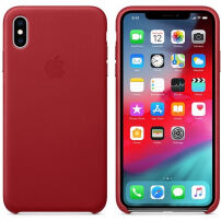 Оригинален Apple кожен калъф за iPhone XS Max - червена