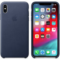 Оригинален Apple кожен калъф за iPhone XS Max - полунощно синя