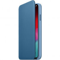 Оригинален Apple Folio кожен калъф за iPhone XS Max - синьо-сива