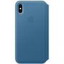 Оригинален Apple Folio кожен калъф за iPhone XS Max - синьо-сива