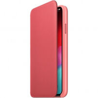 Оригинален Apple Folio кожен калъф за iPhone XS Max - розова като божур
