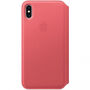 Оригинален Apple Folio кожен калъф за iPhone XS Max - розова като божур