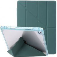 Калъф с прозрачна задна страна и оригами стойка за iPad 10,2" (2019-2021) / Air 3 (2019) / Pro 10,5" - петролено сив