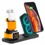 Бърза 3в1 стойка за безжично зареждане за iPhone / Apple Watch / AirPods - черна