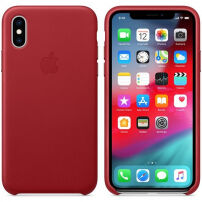 Оригинален Apple кожен калъф за iPhone XS - червена