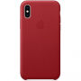 Оригинален Apple кожен калъф за iPhone XS - червена