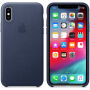 Оригинален Apple кожен калъф за iPhone XS - полунощно синя