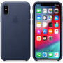 Оригинален Apple кожен калъф за iPhone XS - полунощно синя