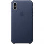 Оригинален Apple кожен калъф за iPhone XS - полунощно синя