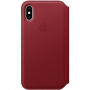 Оригинален Apple Folio кожен калъф за iPhone XS - червена