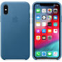 Оригинален Apple кожен калъф за iPhone XS - синьо-сива