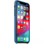 Оригинален Apple кожен калъф за iPhone XS - синьо-сива