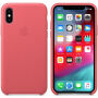 Оригинален Apple кожен калъф за iPhone XS - розова като божур