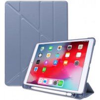 Калъф с оригами стойка и място за Apple Pencil за iPad 10,2" (2019-2021) / Air 3 (2019) / Pro 10,5" - синьо-сив