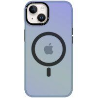 Променлив кейс с рамка около камерите и MagSafe за iPhone 14 - син