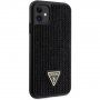 Guess Rhinestones Triangle Metal Logo кейс с камъчета за iPhone 11 - черен