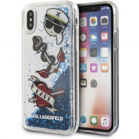 Karl Lagerfeld Karl Captain Carl Liquid Glitter калъф за iPhone X - синя