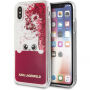 Karl Lagerfeld Peek a Boo Liquid Glitter калъф за iPhone X - червена
