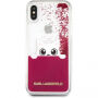 Karl Lagerfeld Peek a Boo Liquid Glitter калъф за iPhone X - червена
