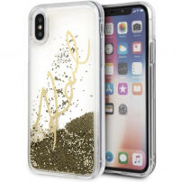 Karl Lagerfeld Karl Signature Liquid Glitter калъф за iPhone X - златна