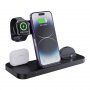 6в1 мултифункционална сгъваема стойка за зареждане за iPhone / Apple Watch / Airpods - черен