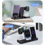 6в1 мултифункционална сгъваема стойка за зареждане за iPhone / Apple Watch / Airpods - черен
