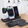 6в1 мултифункционална сгъваема стойка за зареждане за iPhone / Apple Watch / Airpods - бял