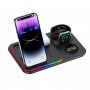 4в1 мултифункционално безжично зарядно с часовник за iPhone / Apple Watch / Airpods - черна