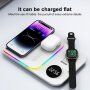 4в1 мултифункционално безжично зарядно с часовник за iPhone / Apple Watch / Airpods - черна