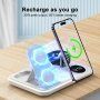 4в1 мултифункционално безжично зарядно с часовник за iPhone / Apple Watch / Airpods - черна