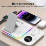 4в1 мултифункционално безжично зарядно с часовник за iPhone / Apple Watch / Airpods - бяла