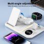 4в1 мултифункционално безжично зарядно с часовник за iPhone / Apple Watch / Airpods - бяла