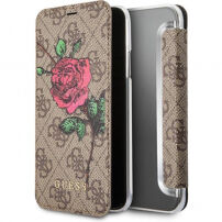 Guess 4G Flower Desire Book калъф за iPhone X - кафява