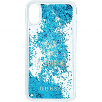 Guess Liquid Glitter заден кейс за iPhone X - синя