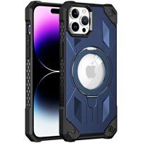 Супер устойчив кейс с MagSafe и изваждаща се стойка за iPhone 11 Pro Max - тъмносин