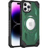 Супер устойчив кейс с MagSafe и изваждаща се стойка за iPhone 11 Pro Max - зелен