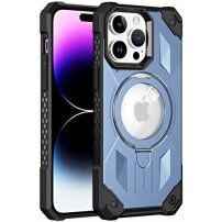 Супер устойчив кейс с MagSafe и изваждаща се стойка за iPhone 13 Pro Max - син
