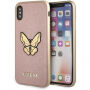 Guess Saffiano Butterfly кейс за iPhone X - златно розов