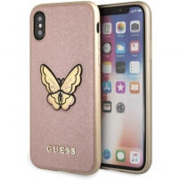Guess Saffiano Butterfly кейс за iPhone X - златно розов