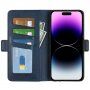Флип калъф от PU кожа за iPhone 15 Pro Max - тъмно син