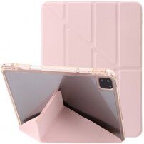 Калъф с прозрачна задна страна и оригами стойка за iPad Pro 12,9" (2018-2022) - розово