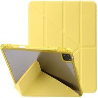 Калъф с прозрачна задна страна и оригами стойка за iPad Pro 12,9" (2018-2022) - жълт