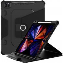 Устойчив въртящ се 360° калъф с място за Apple Pencil за iPad Pro 12,9" (2018-2022) - черно