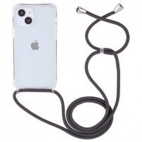Прозрачен кейс с връзка за iPhone 15 Plus - сив