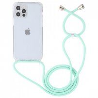 Прозрачен кейс с връзка за iPhone 15 Pro Max - тюркоазен