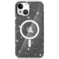 Прозрачен кейс с MagSafe с пайети за iPhone 15 Plus - сив