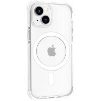 Прозрачен кейс с цветна рамка и MagSafe за iPhone 15 - бял